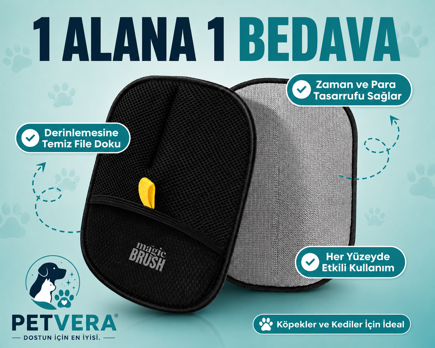 PETVERA™ Magic Brush Kedi Köpek Tüy Toplayıcı